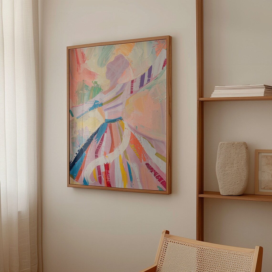 Dance Of Joy Pastel Abstract Figure Art Print - Image 4
