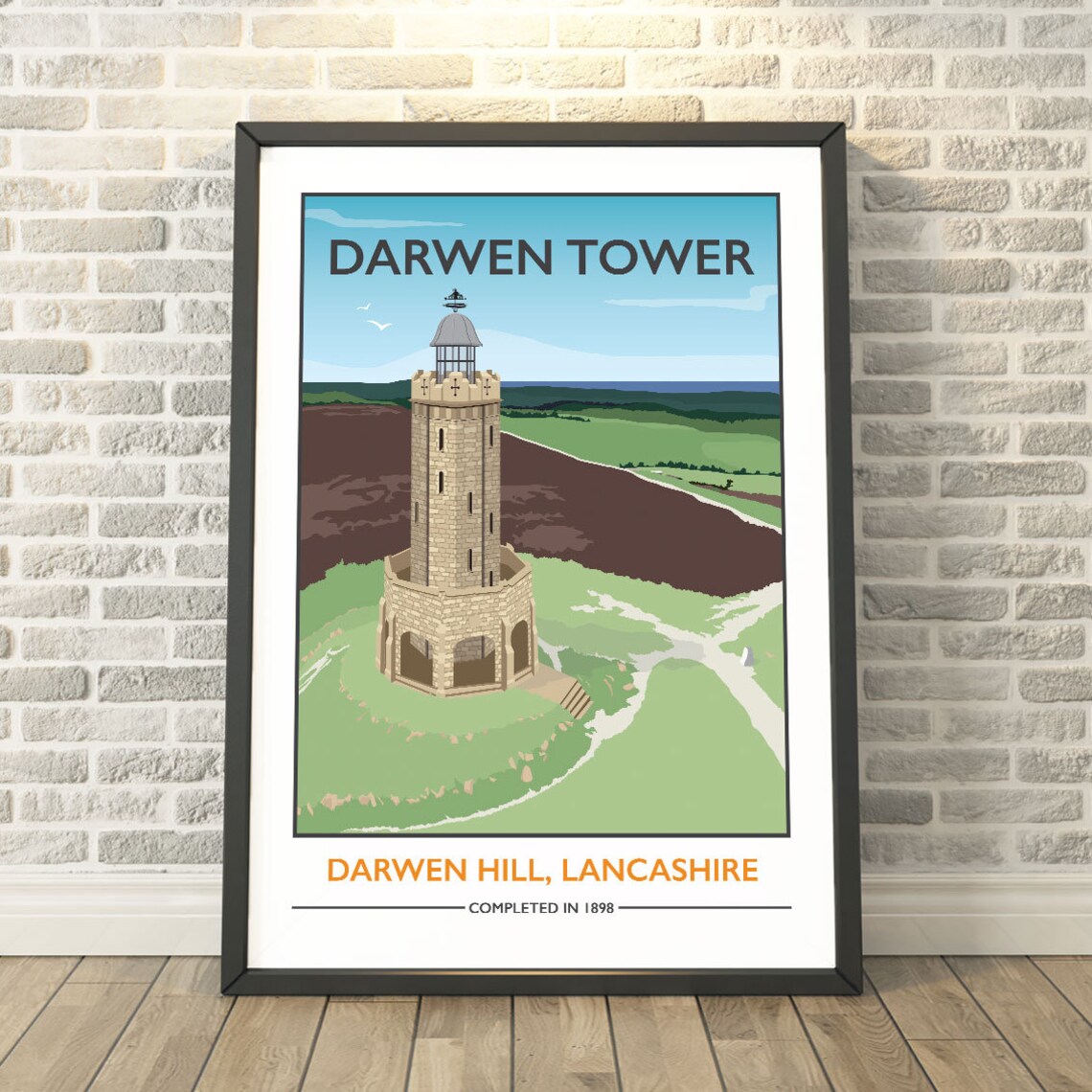 Darwen Tower Lancashire Travel Poster, Memory Capture