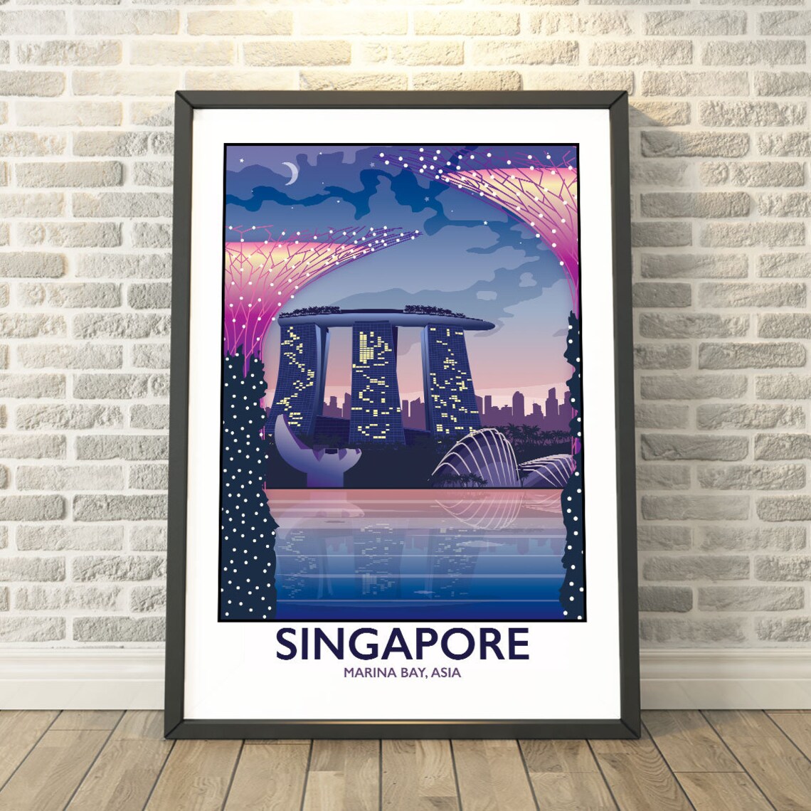 Singapore Marina Bay Travel Poster, Memory Keepake