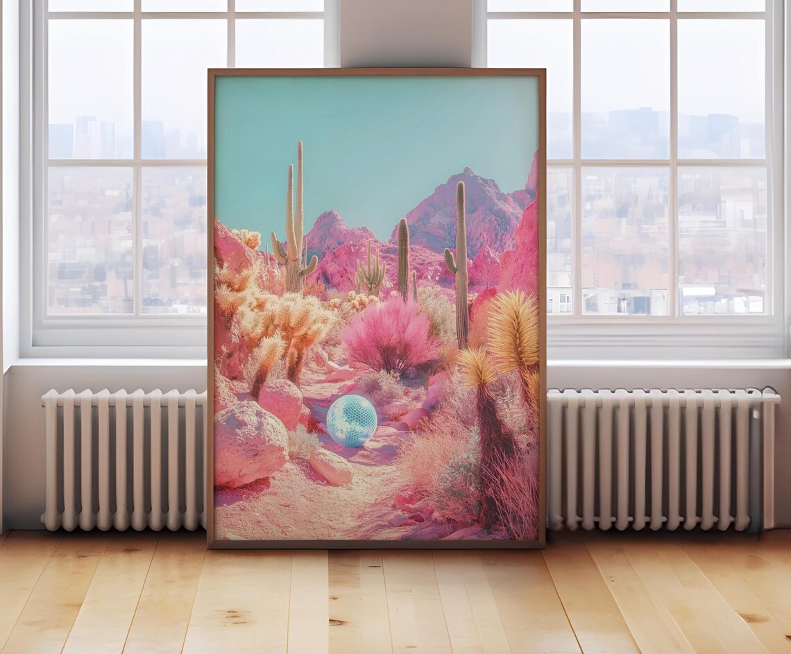 Retro Desert Disco Ball, California Decor Poster