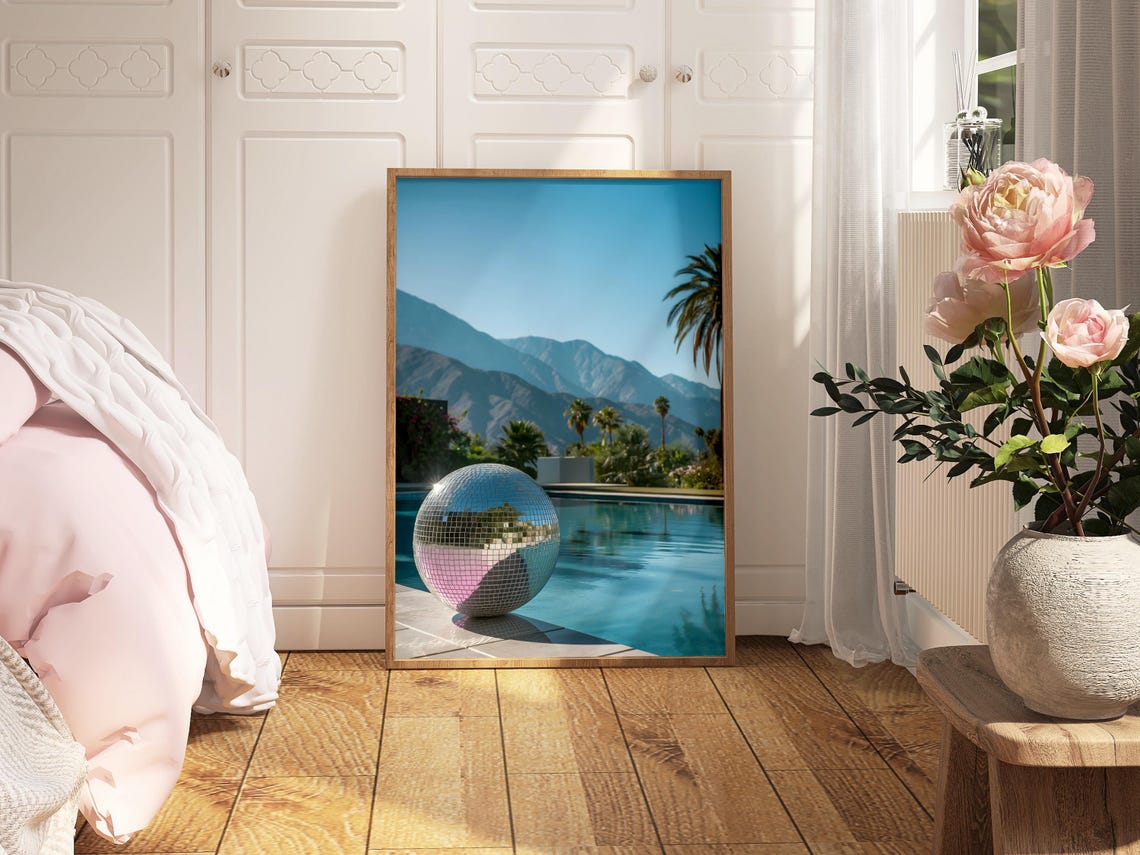 Disco Ball At A Mountain View Pool On A Bright Blue Day Poster - Image 4