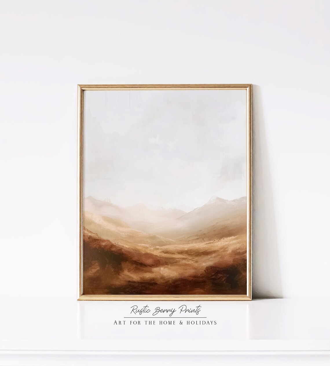 Rustic Mountains Wall Art Warm Tones Home Decor Living Room Wall Art Painting Art - Image 2