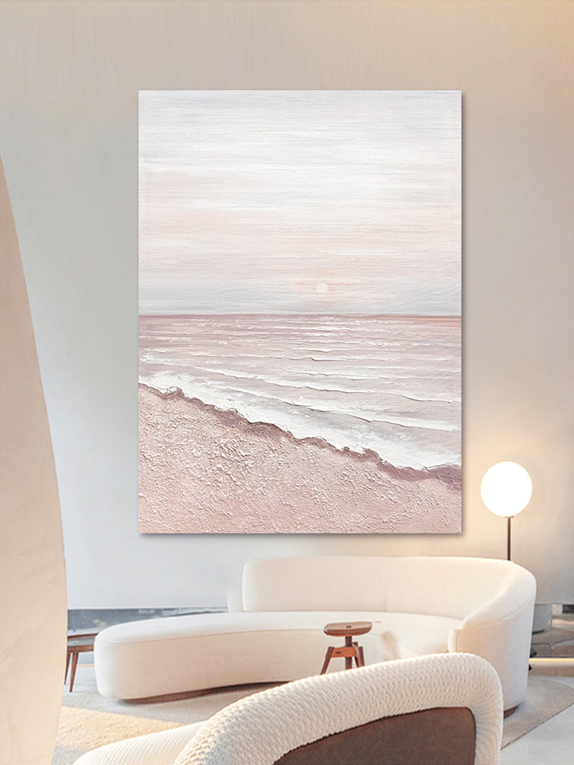 Blush Pink Beach Soft Waves Minimalist Coastal Seascape Poster - Image 2