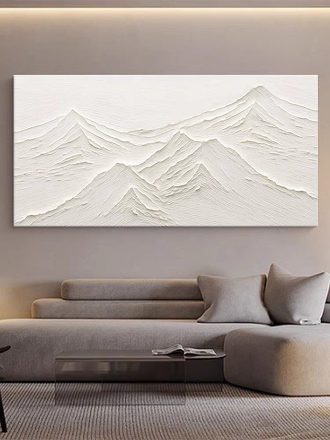 Modern Thick Textured White Mountain Artwork Original Hand Painted Palette Knife Art Minimalist Abstract Style Artwork Contemporary Art - Image 3