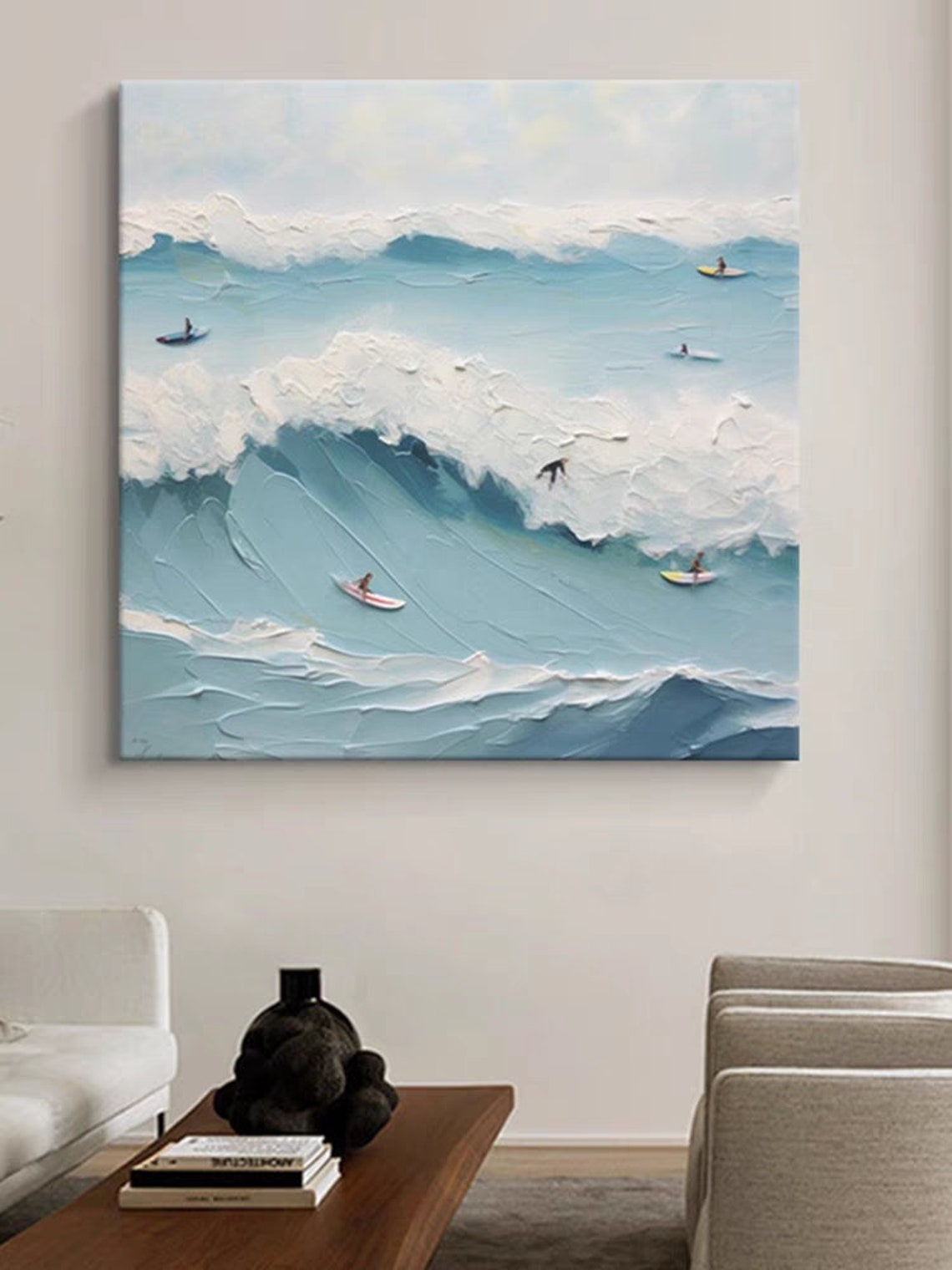 Oversized Sea Waves Texture Acrylic Painting Abstract Ocean Art Surfing Water Sport Personalized Art Gift Custom Artwork For Home - Image 3
