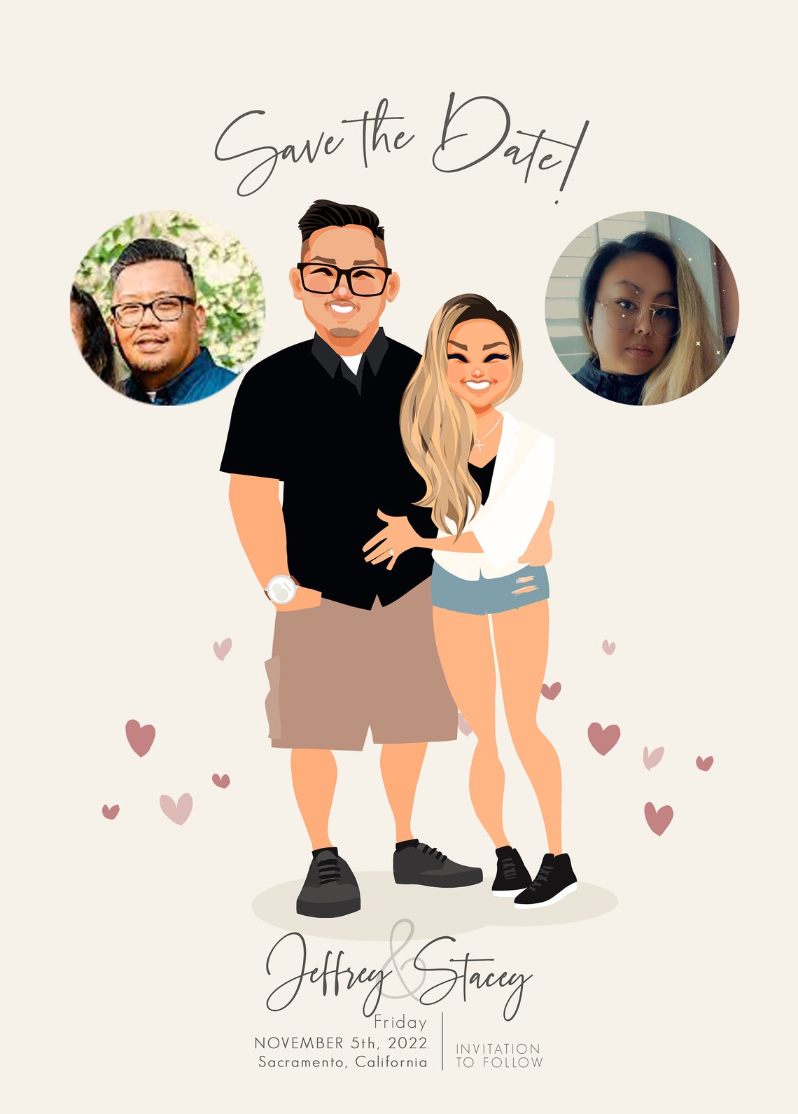 Custom Save the Date Card Illustration for Jeffrey and Stacey Poster - Image 4