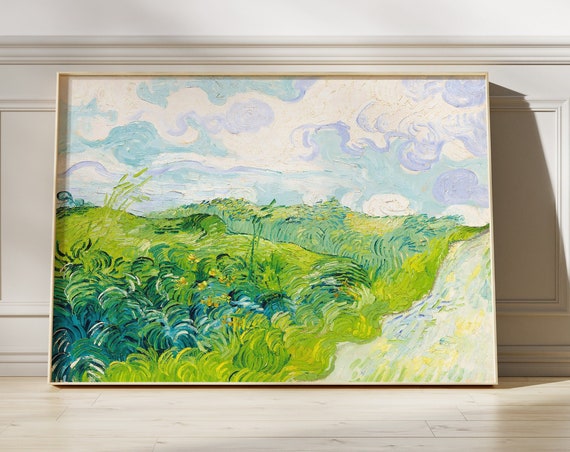 Van Gogh Field With Green Wheat Print Natural Landscape Poster Impressionism Artwork Famous Artist Gallery Wall Decor Gift For Her