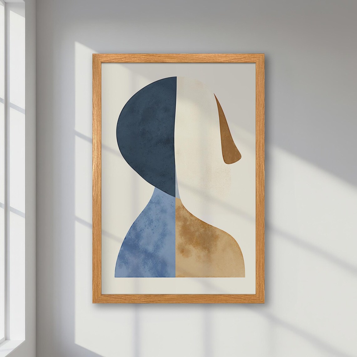 Minimalist Geometric Face Art, Neutral Decor