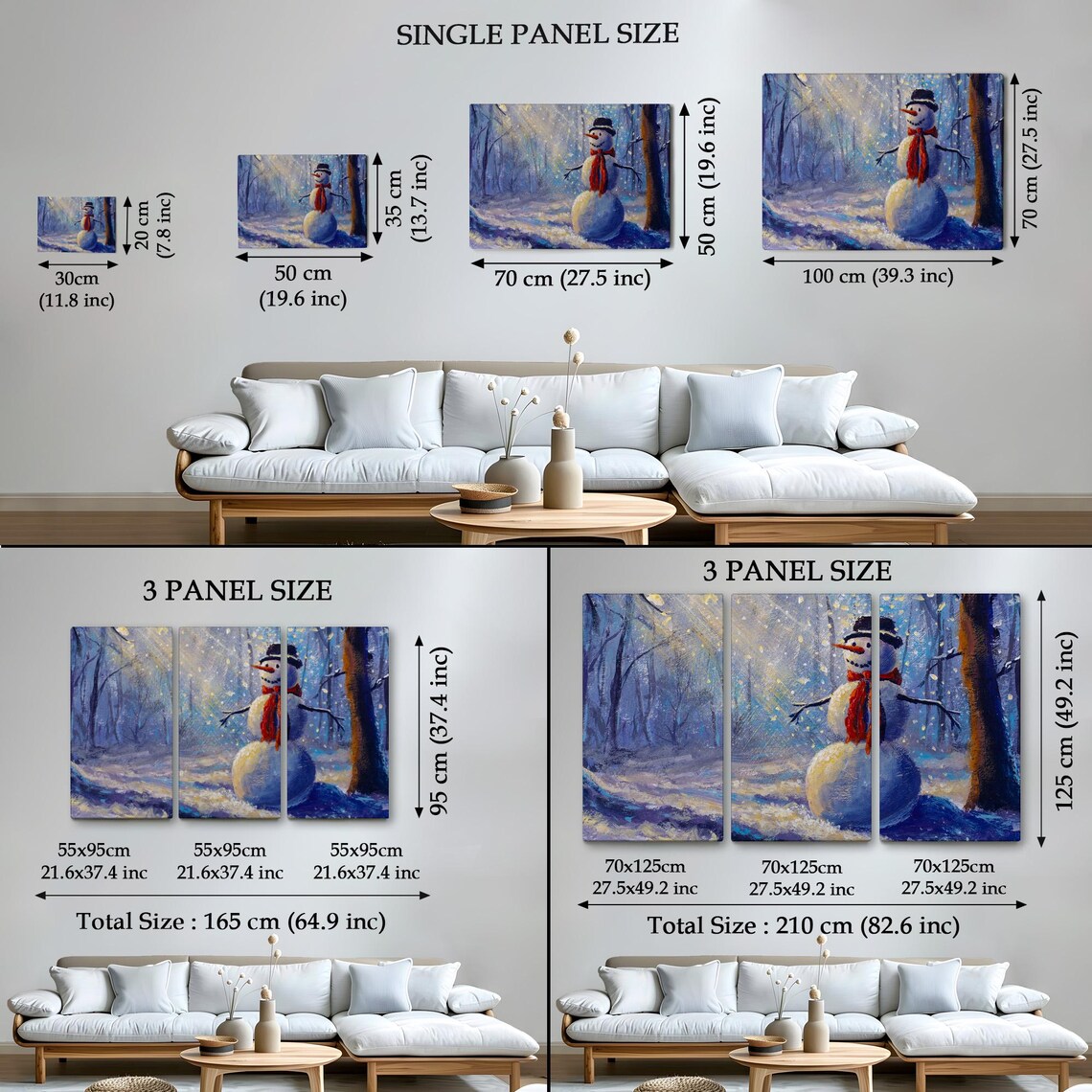 Cheerful Snowman Winter Forest Sunbeams Red Scarf Christmas Poster - Image 4