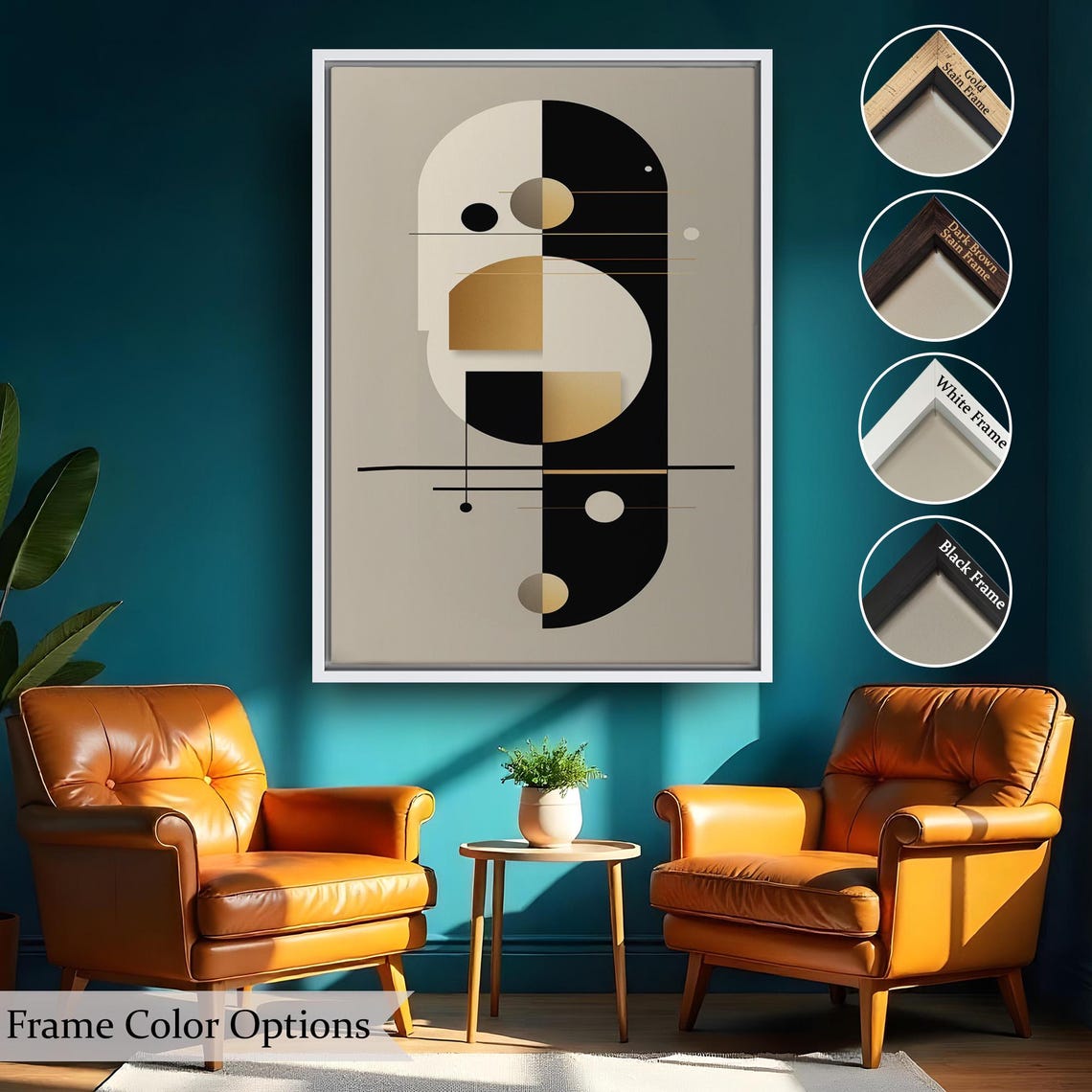 Minimalist Geometric Abstract In Black Cream And Gold Neutral Wall Art - Image 2