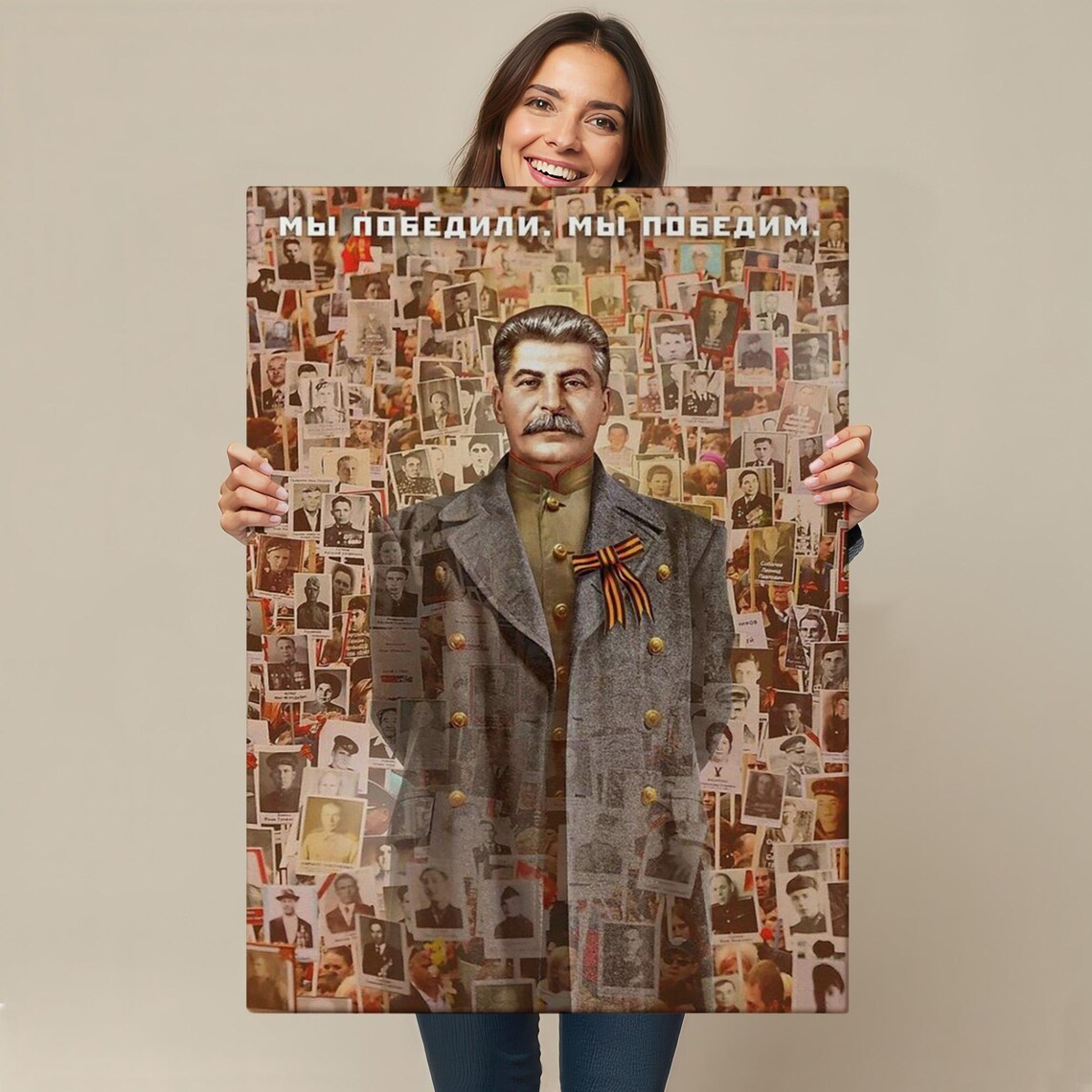 Joseph Stalin Portrait Military Coat Vintage Photo Collage Art Poster - Image 4