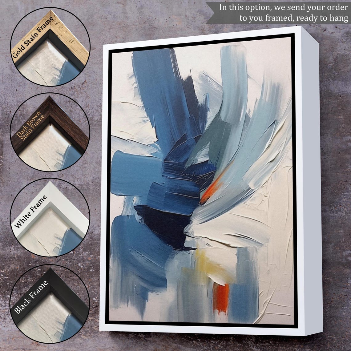 Bold Blue Brushstroke Abstract Modern Texture Acrylic Art Print - Image 3