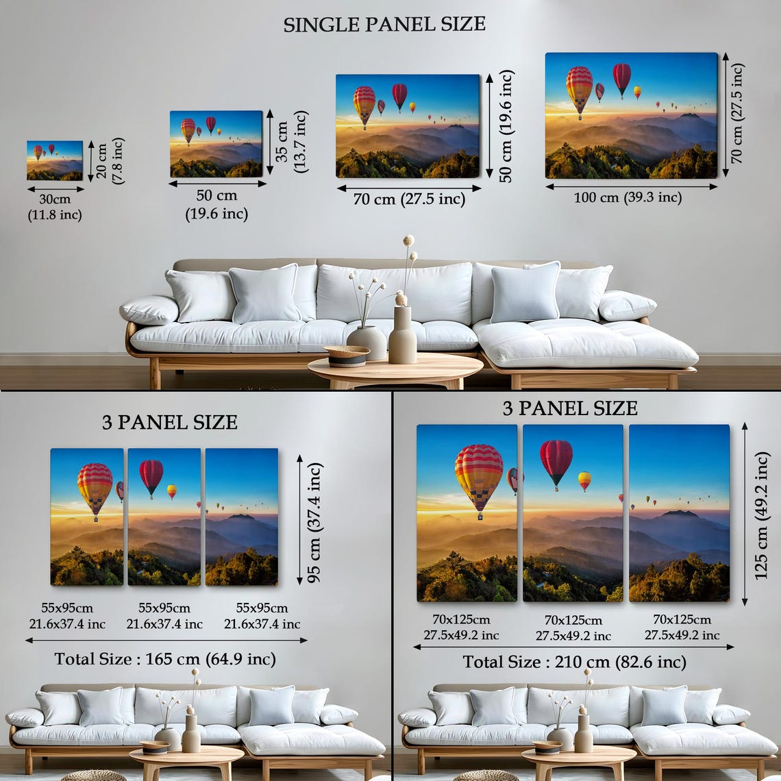 Hot Air Balloons Sunrise Misty Mountains Forest Nature Travel Poster - Image 4