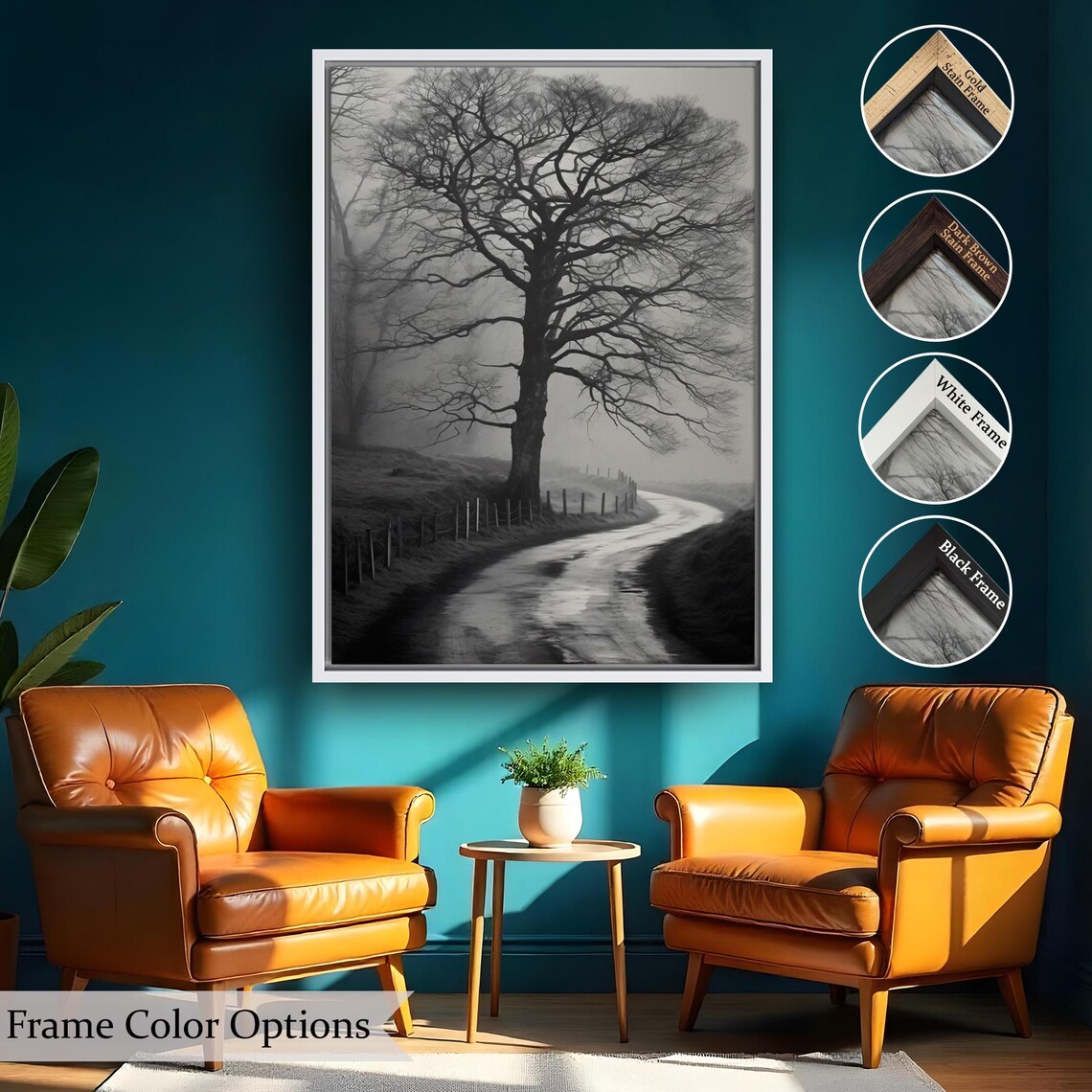 Mysterious Tree In The Dark Painting Nature Print Nature Wall Decor Nature Decor Landscape Wall Table - Image 2