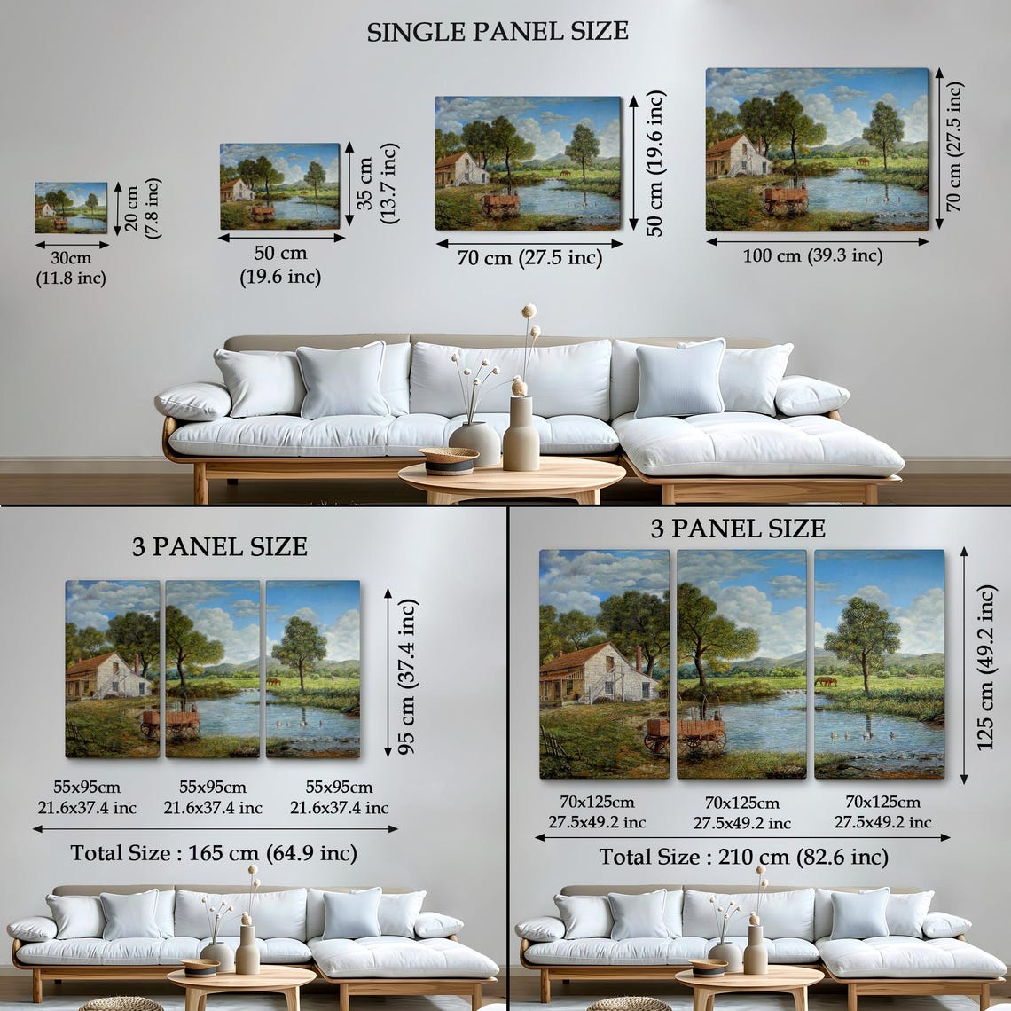Village And Stream Landscape Decorative Wall Painting Nature Wall Decor Nature Art Landscape Wall Table - Image 4