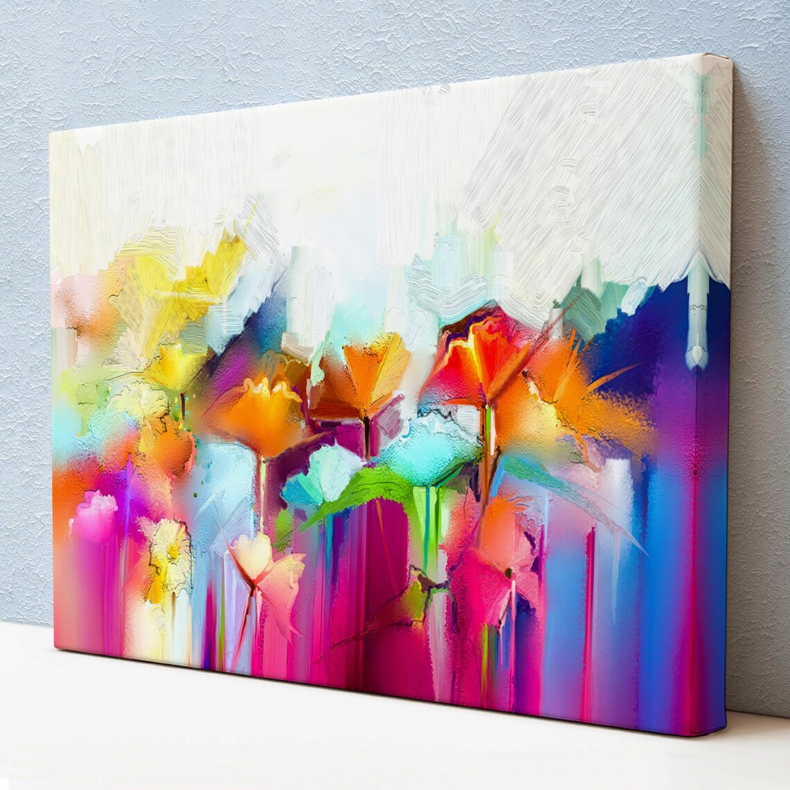 Abstract Colorful Flowers Bloom Painting Vibrant Modern Floral Print