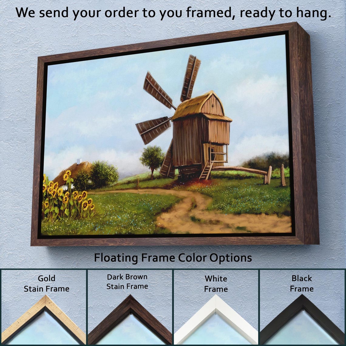 Old Wooden Windmill Green Countryside Meadow Dirt Path Cottage Poster - Image 3