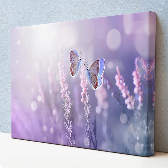 Elegant Butterflies On Lavender Flowers Decorative Wall Art Animal Wall Art Large Wall Art Framed Wall Art