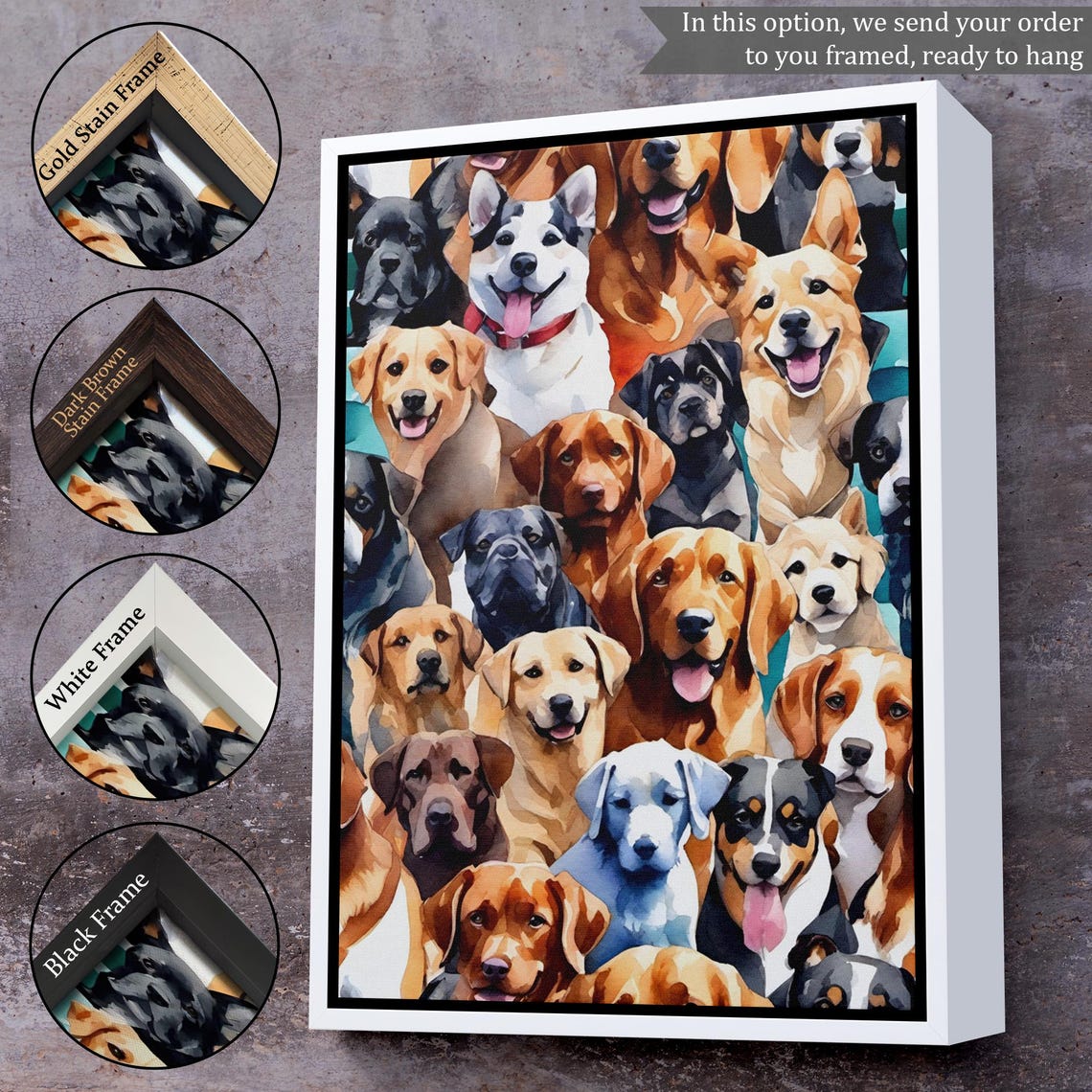 Happy Dogs Collage Multi Breed Watercolor Pet Lover Art Poster - Image 3