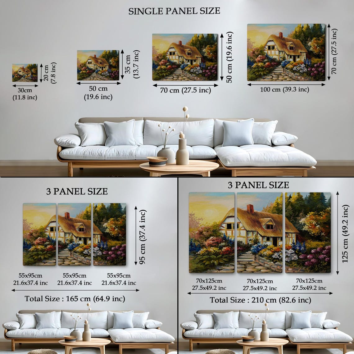 Thatched Cottage Flower Garden Forest Sunset Storybook Scene Poster - Image 4