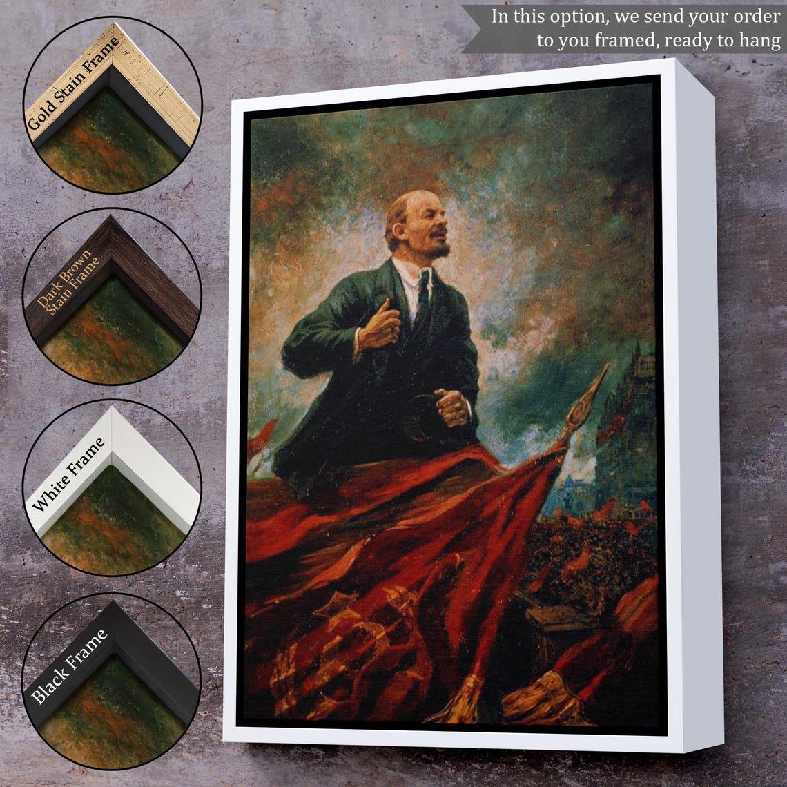 Vladimir Lenin With Soviet Red Flag Historic Portrait Art Poster - Image 3