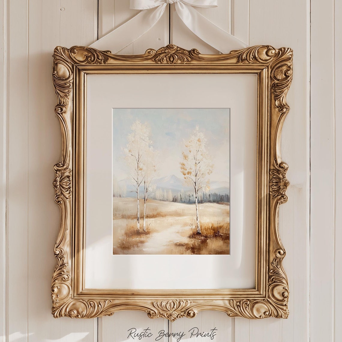 Rustic Fall Landscape Painting Wall Art Vintage Print Warm Tones Cottagecore Academia Art