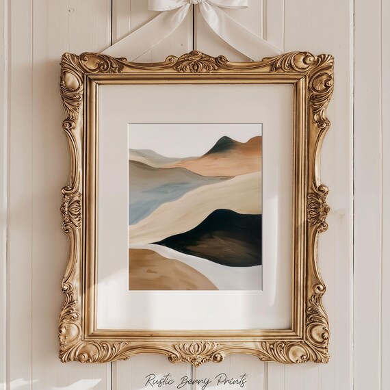 Mountains Art Print Painting Wall Art Abstract Print Warm Tones Art