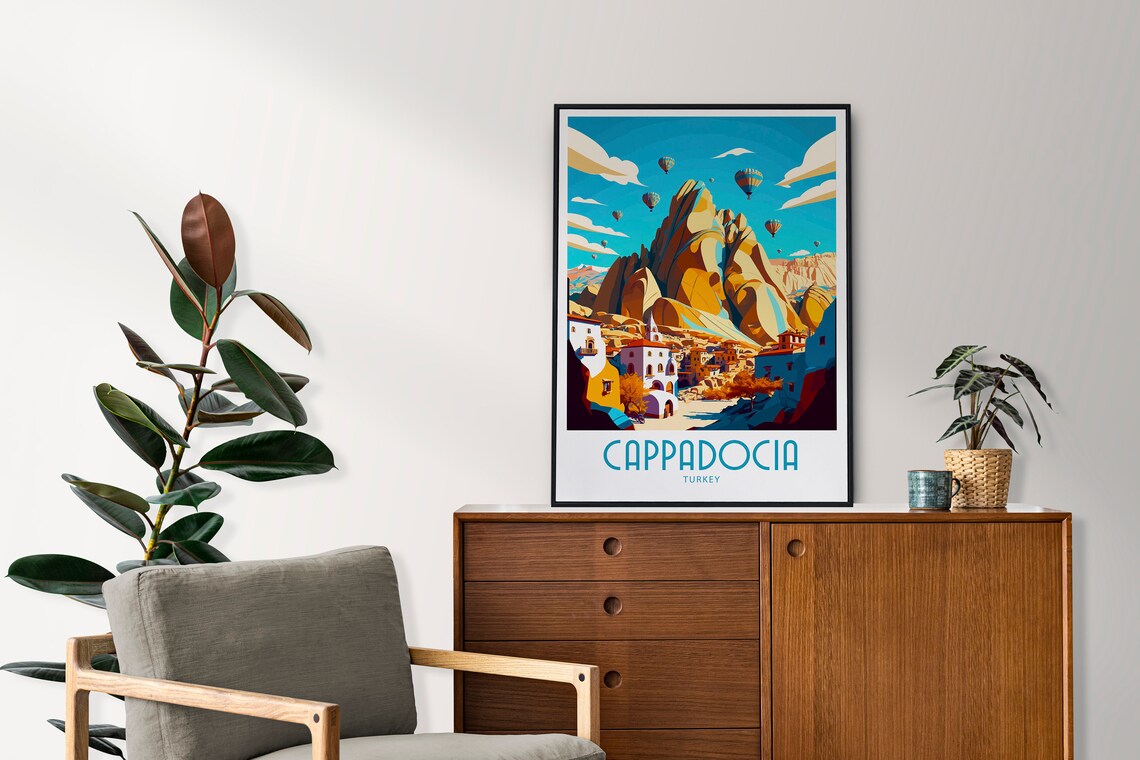 Cappadocia Turkey Hot Air Balloons Rock Formations Travel Poster - Image 4
