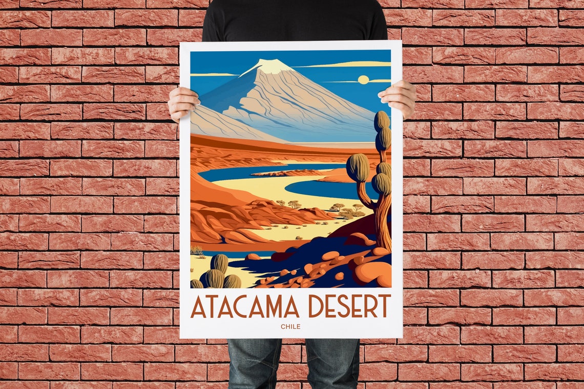 Atacama Desert Chile Volcano Salt Flat Vintage Travel Poster - Image 4
