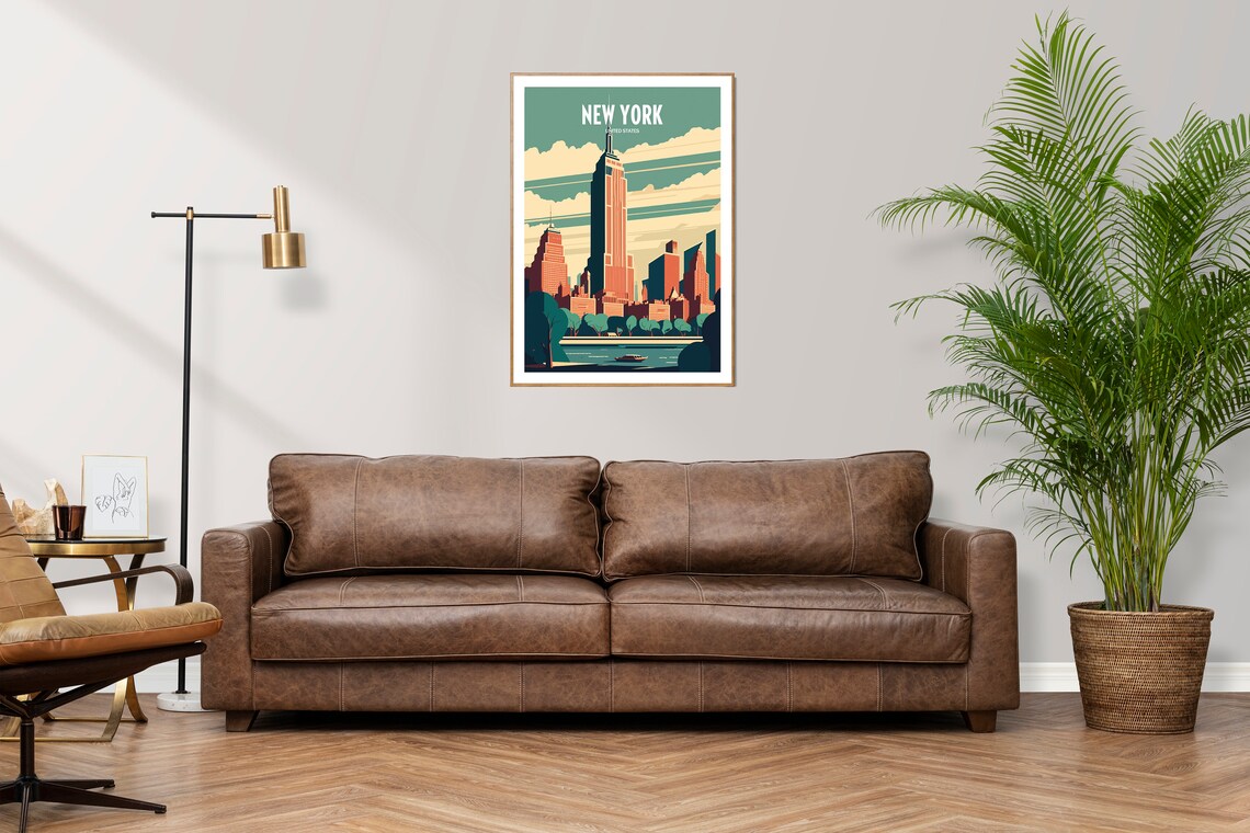 New York City Skyline Empire State Building Vintage Travel Poster - Image 2