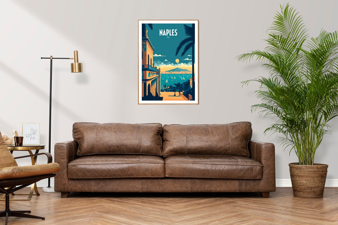 Naples Italy Bay of Naples Vesuvius Sunset Vintage Travel Poster - Image 3
