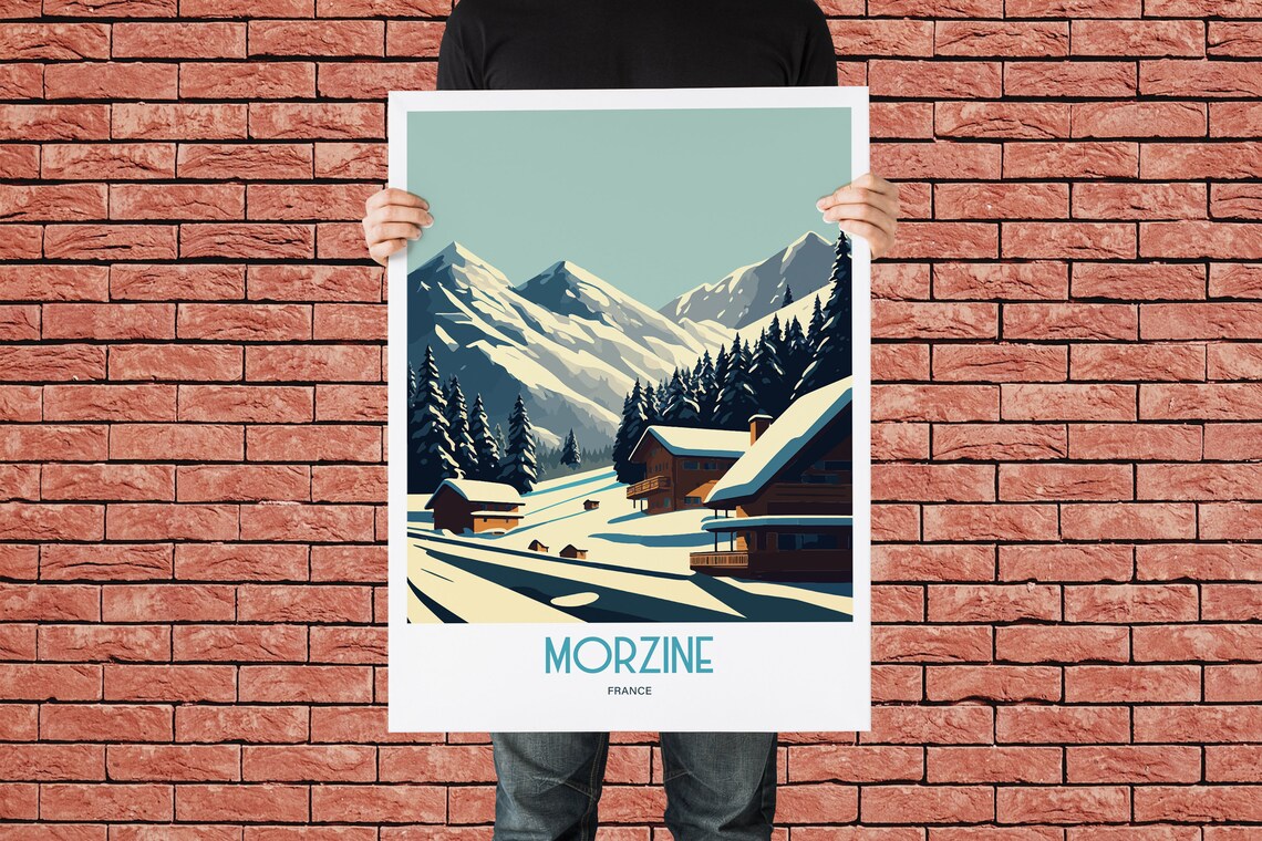 Morzine Travel Print Morzine Resort Travel Art Skiing Travel Print Skiing Mountain Peak Skiing Travel Poster - Image 2