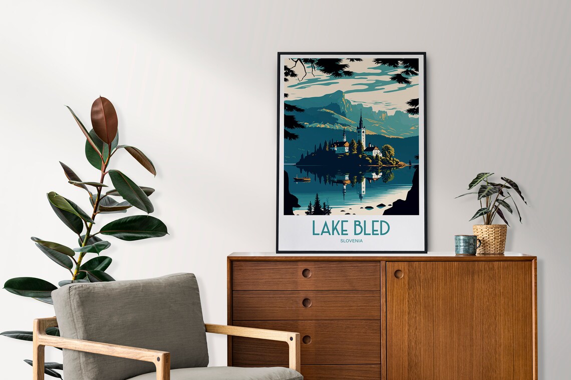 Lake Bled Slovenia Island Church Alpine Lake Vintage Travel Poster - Image 4