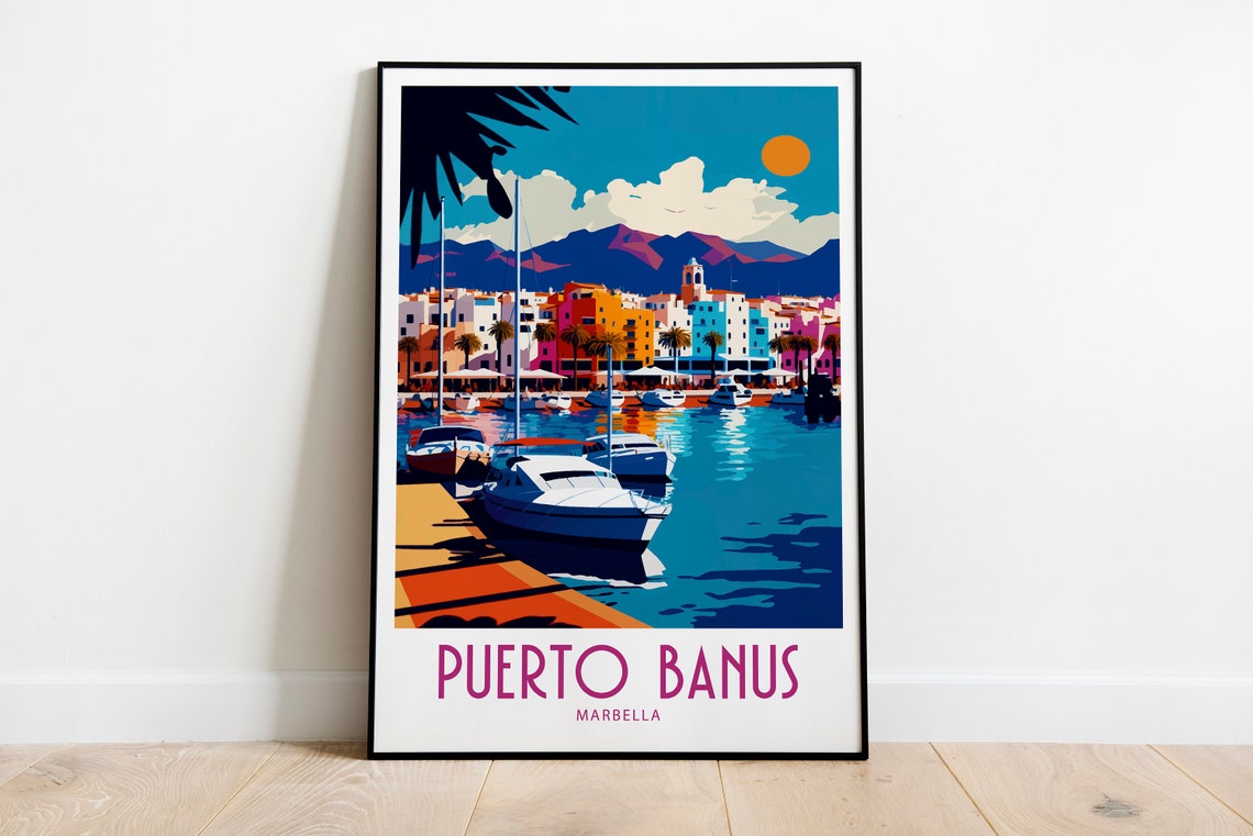 Puerto Banus Travel Print Wall Art Puerto Banus Wall Hanging Home Decoration Puerto Banus Spain Gift Art Lovers Wall Art Print Puerto Banus
