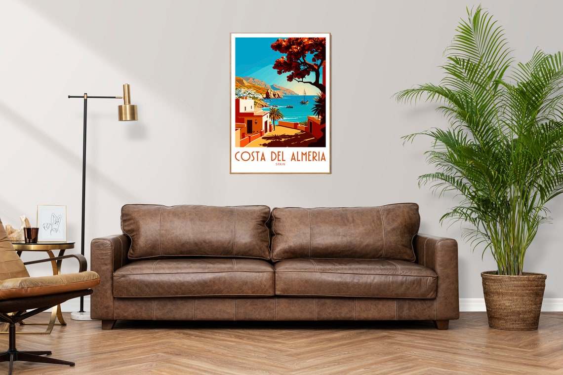 Costa del Almeria Spain Coastal Village Sailboat Bay Travel Poster - Image 3