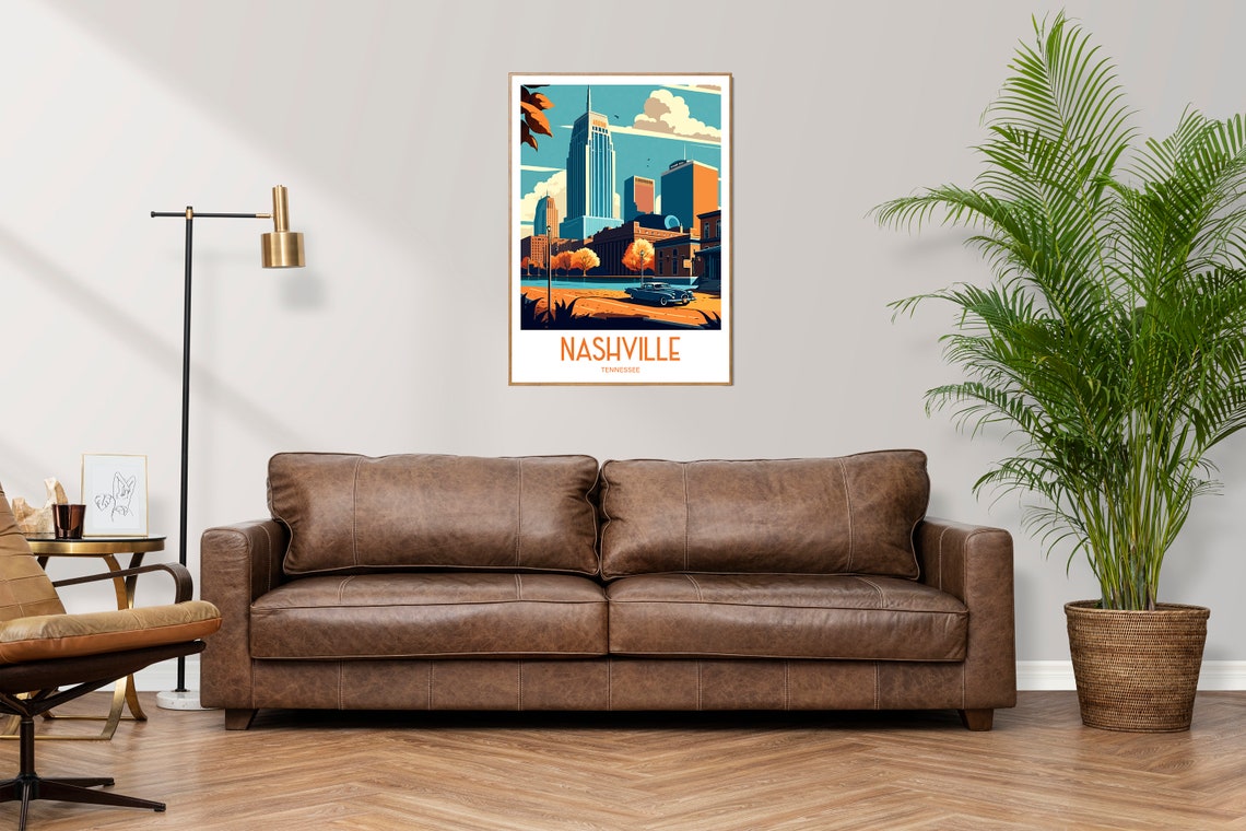 Nashville Tennessee Travel Poster For Nashville Birthday Gift For Travel Print Lovers Tennessee Travel Poster For Birthday Gift Nashville - Image 2