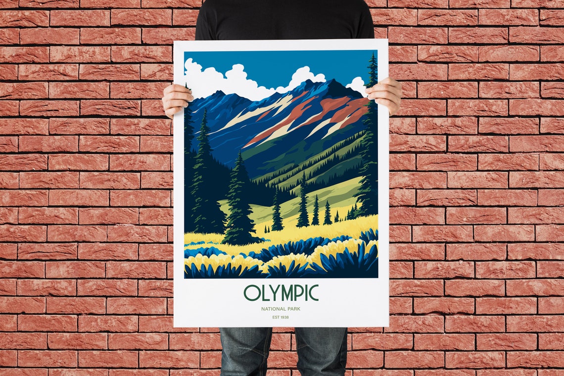 Olympic National Park Travel Print National Park Travel Art Olympic Travel Print Usa National Park Olympic Travel Poster - Image 3
