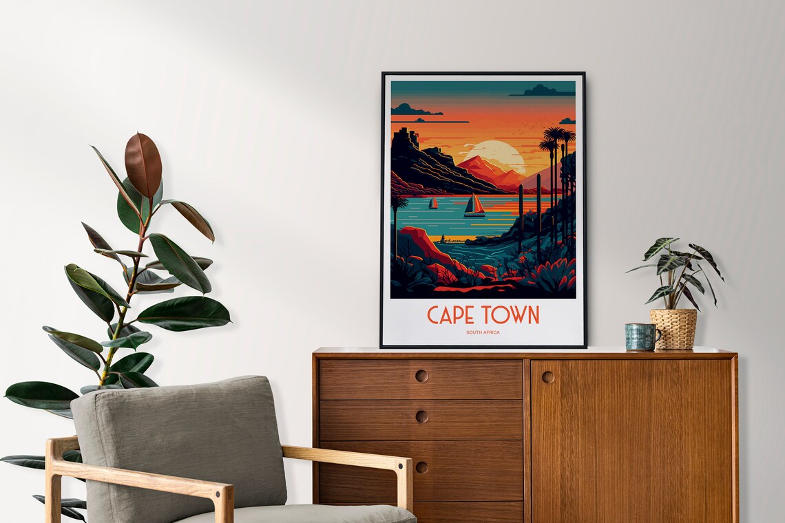 Cape Town South Africa Travel Poster with Sunset and Sailboats - Image 4