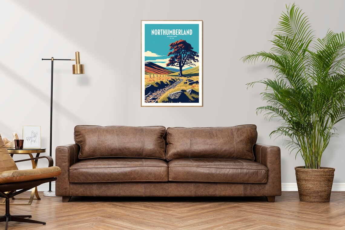 Northumberland National Park Moor Tree Path Vintage Travel Poster - Image 3