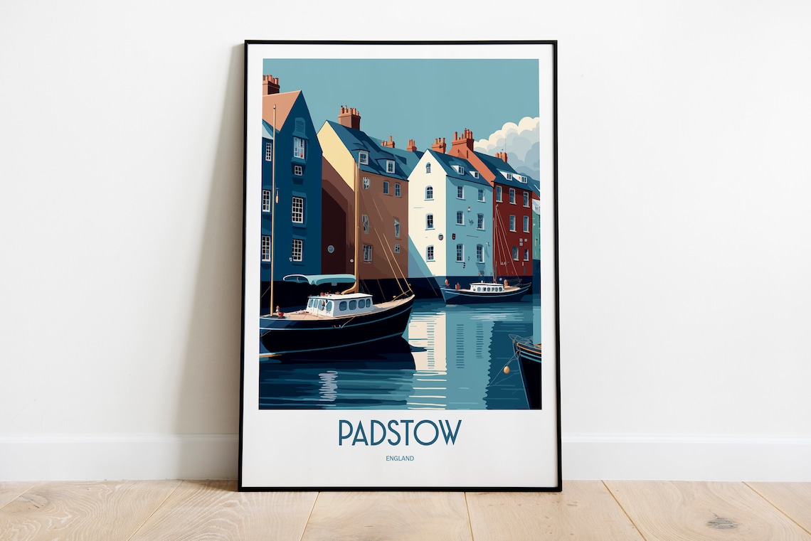 Padstow Town Travel Print Padstow Harbour Travel Art Padstow England Travel Print Padstow English Print Padstow Travel Poster