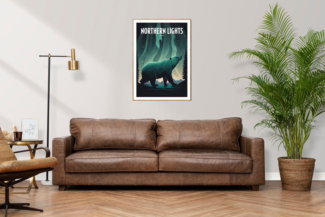 Northern Lights Iceland Travel Print Iceland Travel Art Northern Lights Travel Print Iceland Landmark Print Northern Travel Poster - Image 2