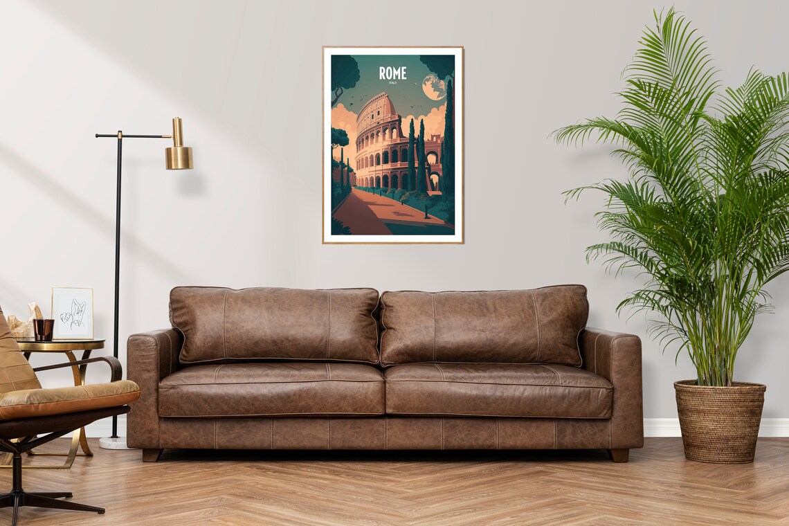 Rome Italy Grand Colosseum Moonlit Night Retro Travel Poster - Image 2