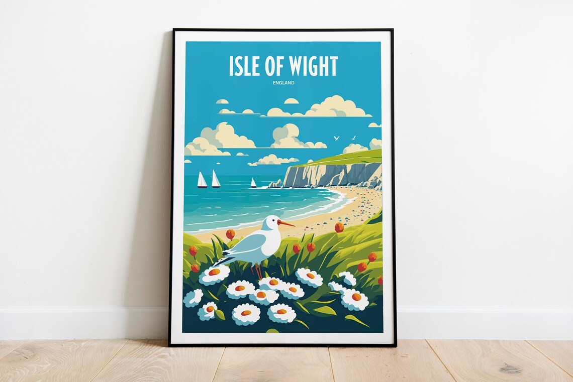 Isle of Wight Travel Poster, English Landmark Art