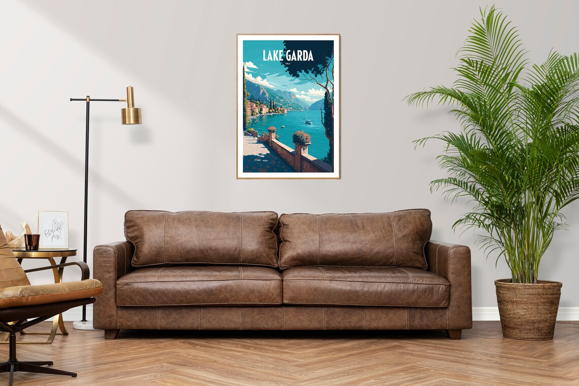Lake Garda Italy Travel Poster, Seaside Landmark - Image 3