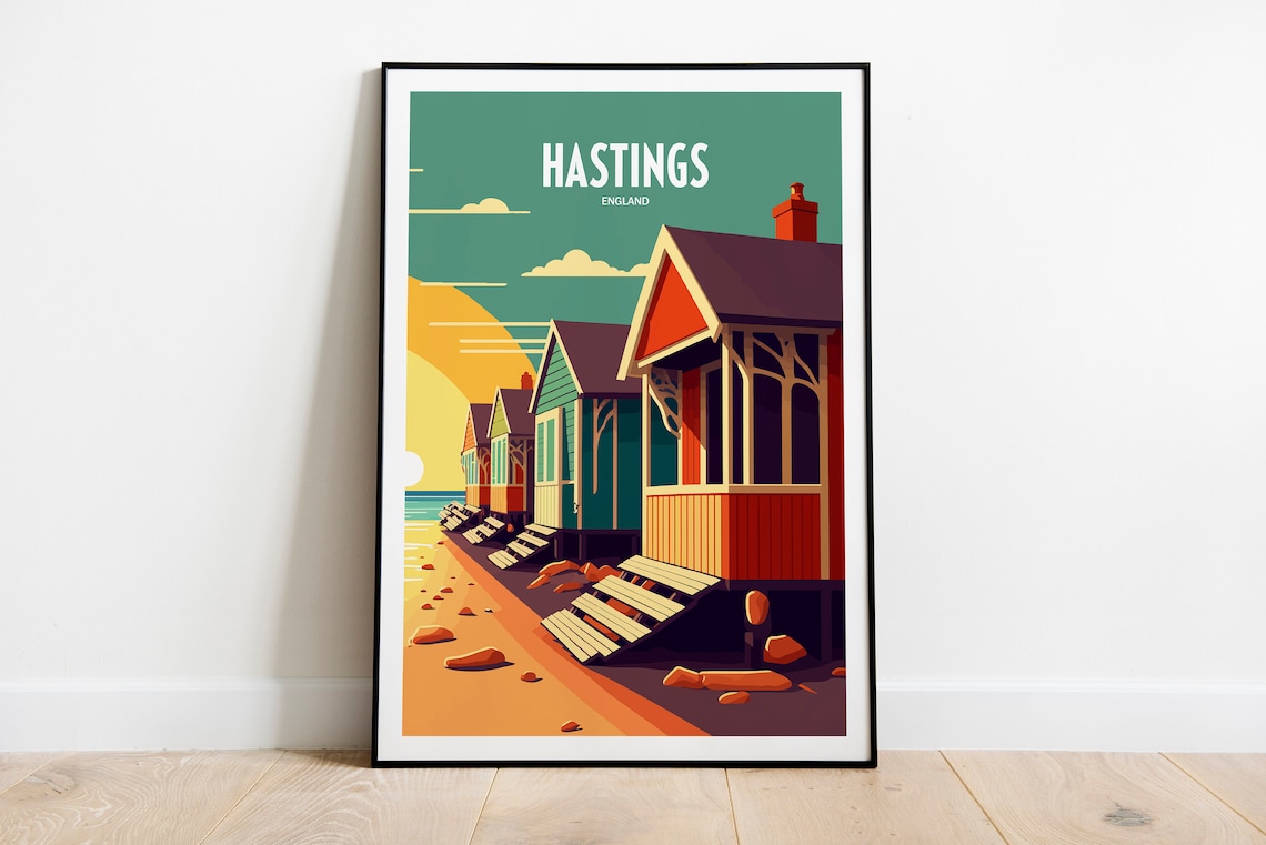 Hastings Seaside Hastings Print East Sussex Hastings Poster Hastings Wall Art Pier Hastings Photo Hastings Pier Beach Huts
