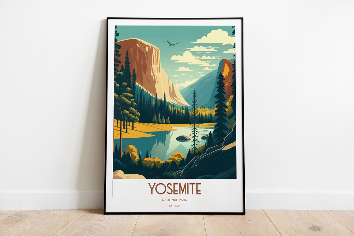 Yosemite National Park Travel Print National Park Travel Art Yosemite Travel Print Usa National Park Yosemite Travel Poster