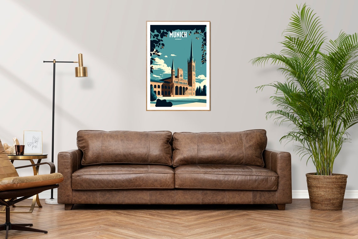 Munich Germany Historic Cathedral Vintage City Travel Poster Art - Image 4