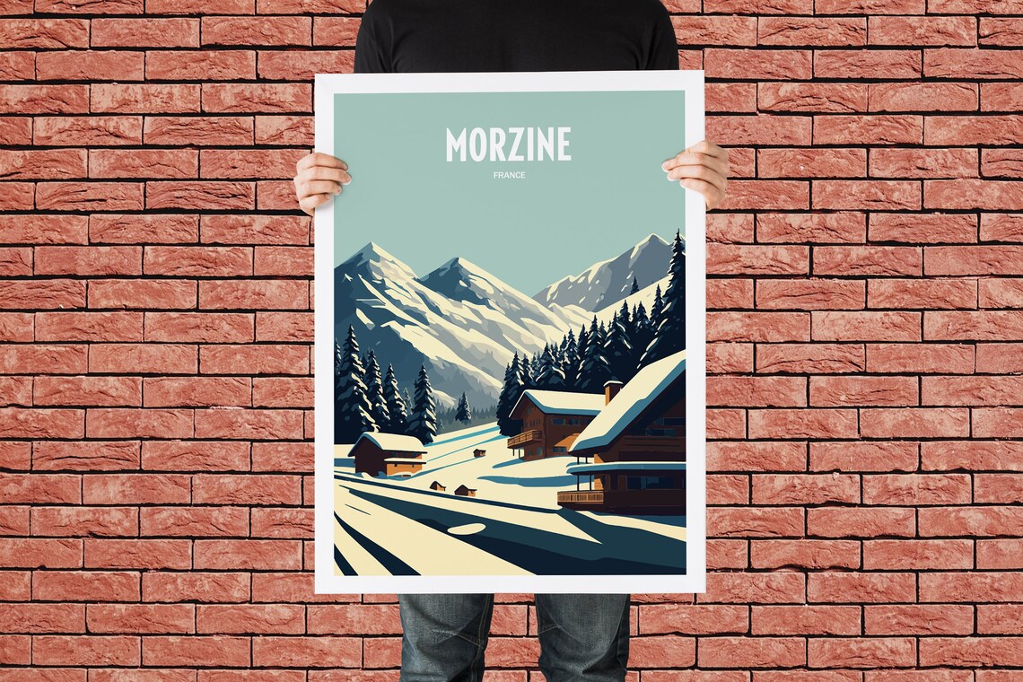 Morzine Travel Print Morzine Resort Travel Art Skiing Travel Print Skiing Mountain Peak Skiing Travel Poster - Image 3