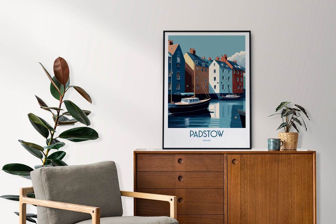 Padstow Town Travel Print Padstow Harbour Travel Art Padstow England Travel Print Padstow English Print Padstow Travel Poster - Image 2