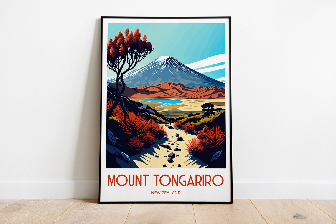 Mt Tongariro New Zealand Travel Poster Art Print